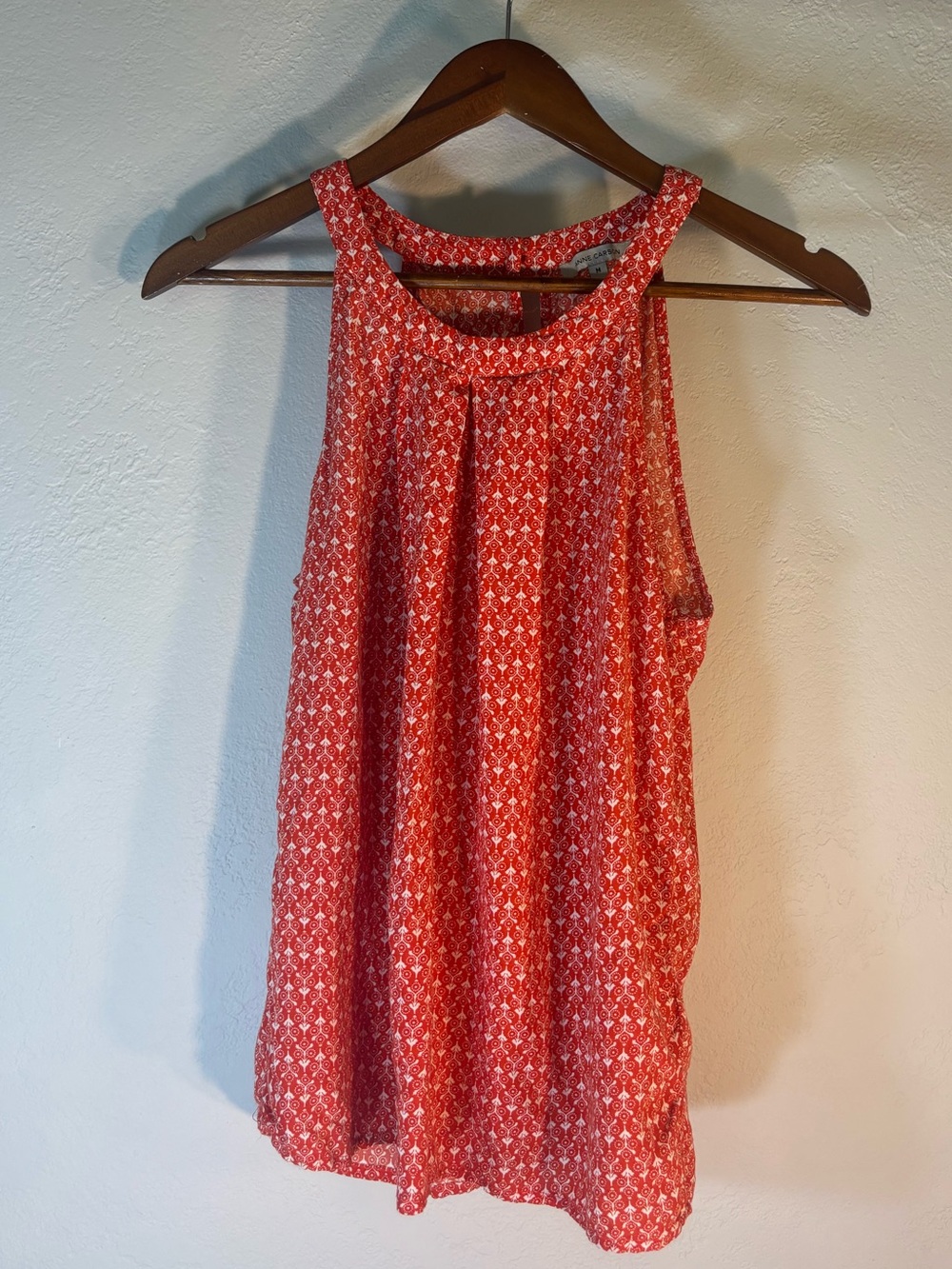 Anne Carson Coral Printed Sleeveless Halter Tank - Size Medium